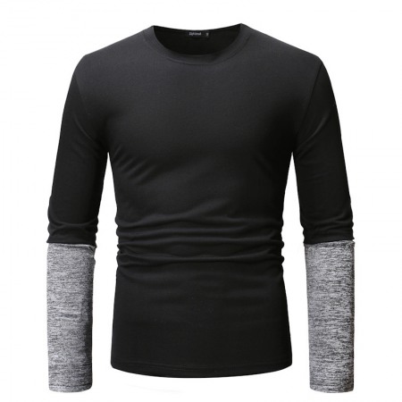 Round Neck Short Sleeve Summer Men's Casual Round Neck Color Matching Long Sleeve T-Shirt